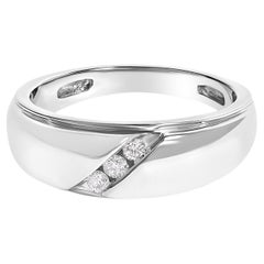 Men's .925 Sterling Silver 1/6 Cttw 3 Stone Diamond Band Ring