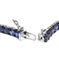 Men's .925 Sterling Silver Created Blue Sapphire Tennis Bracelet - 8.5" Inches