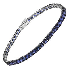 Men's .925 Sterling Silver Created Blue Sapphire Tennis Bracelet - 8.5" Inches