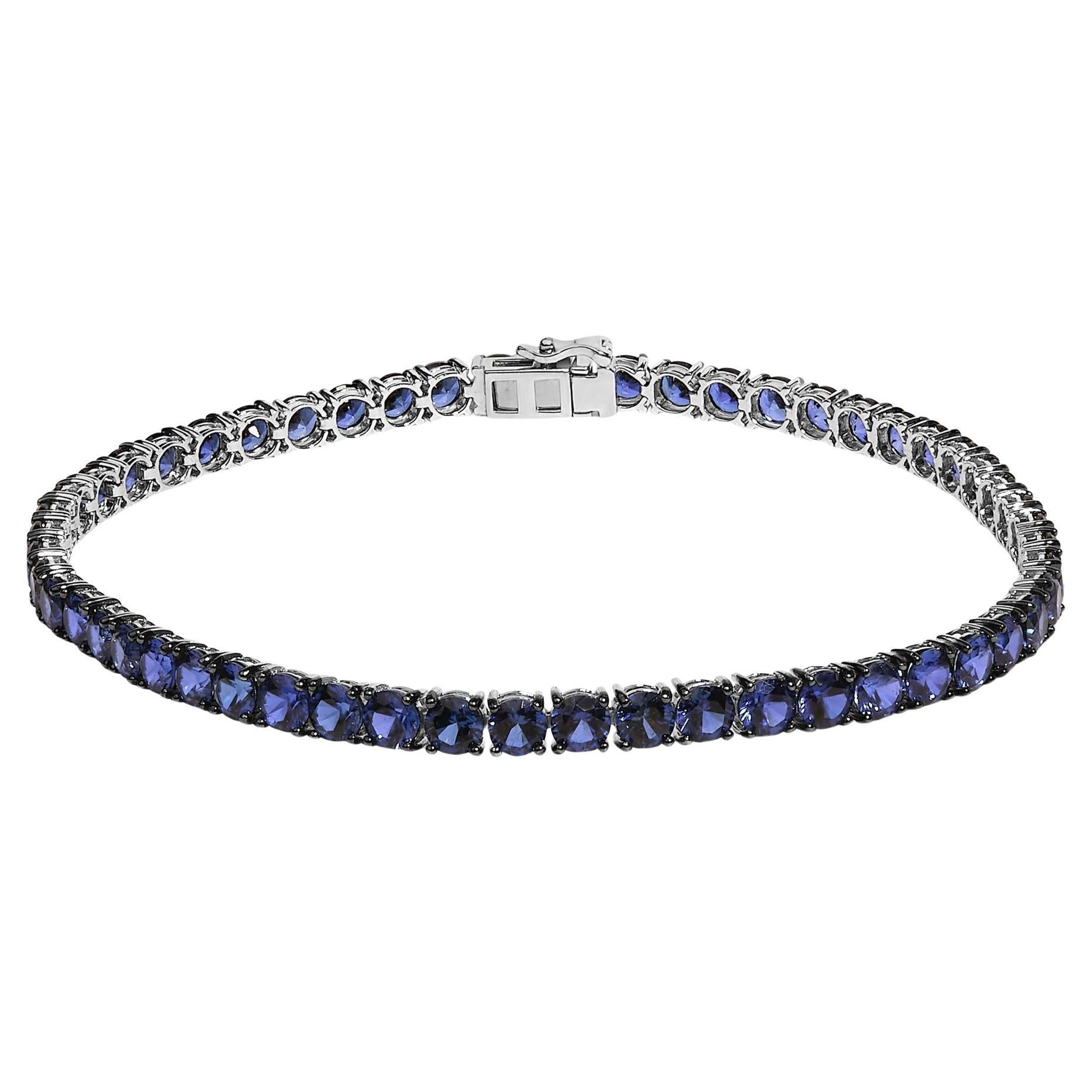 Pulsera de tenis de zafiro azul creado de plata de ley .925 para hombre - 8,5 pulgadas