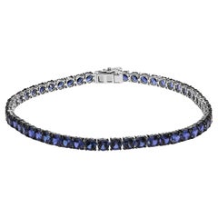 Men's .925 Sterling Silver Created Blue Sapphire Tennis Bracelet - 8.5" Inches