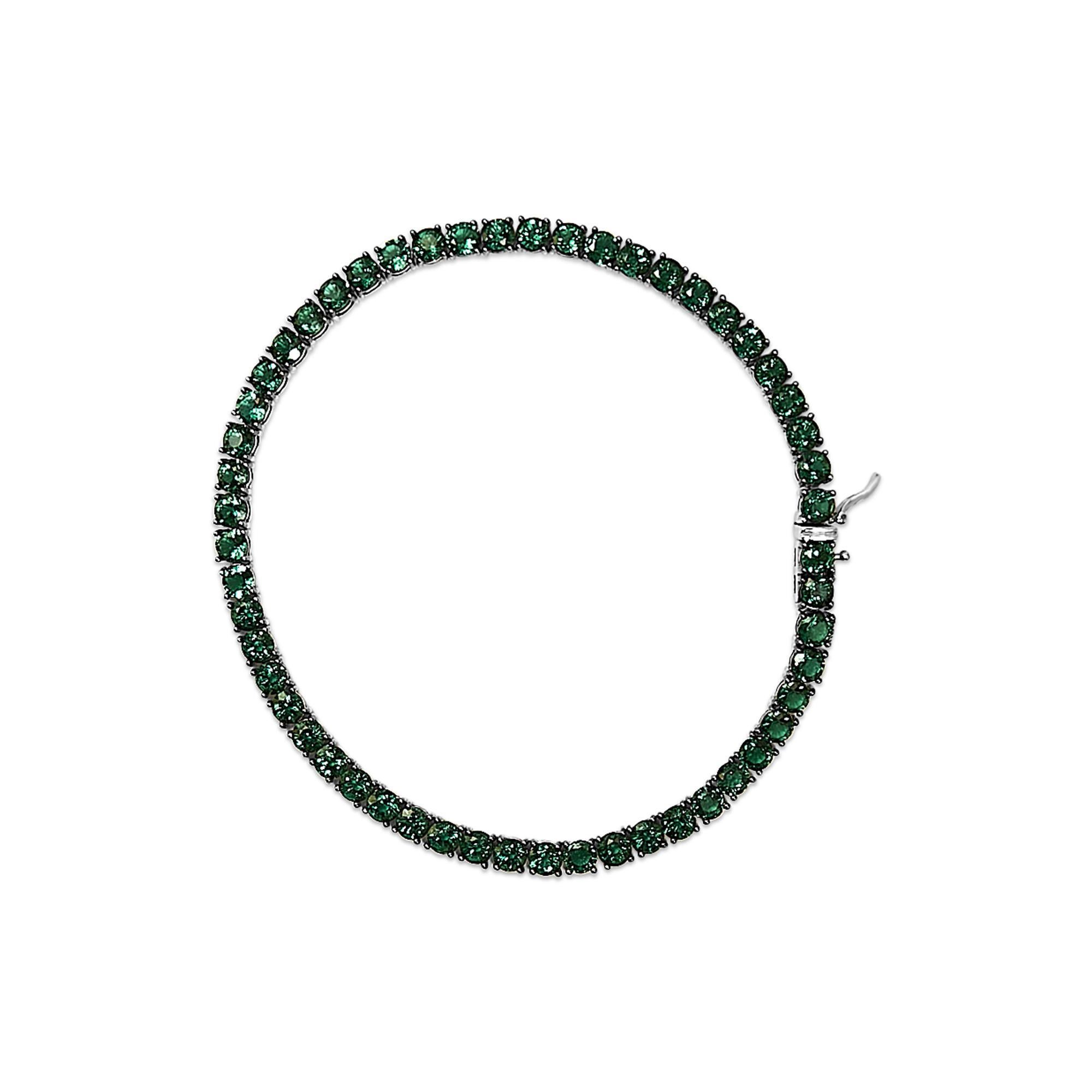 Pulsera de tenis para hombre de plata de ley .925 con esmeralda verde creada - 8,5 pulgadas Moderno en venta
