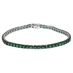 Bracelet de tennis pour homme en argent sterling .925 avec émeraude verte créée - 8.5" Inches