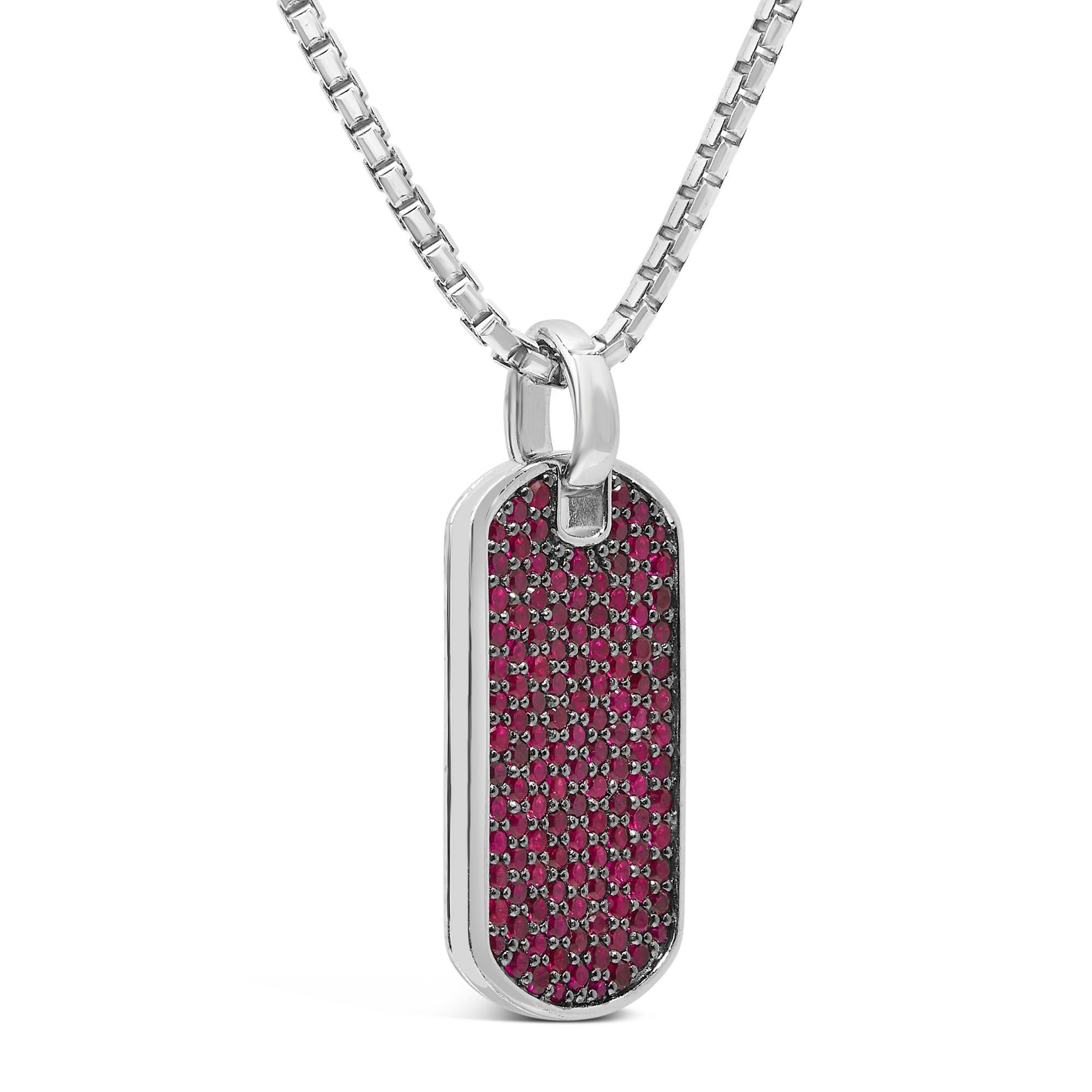 Moderno Collana con ciondolo da uomo in argento Sterling 925 con rubino rosso creato in vendita