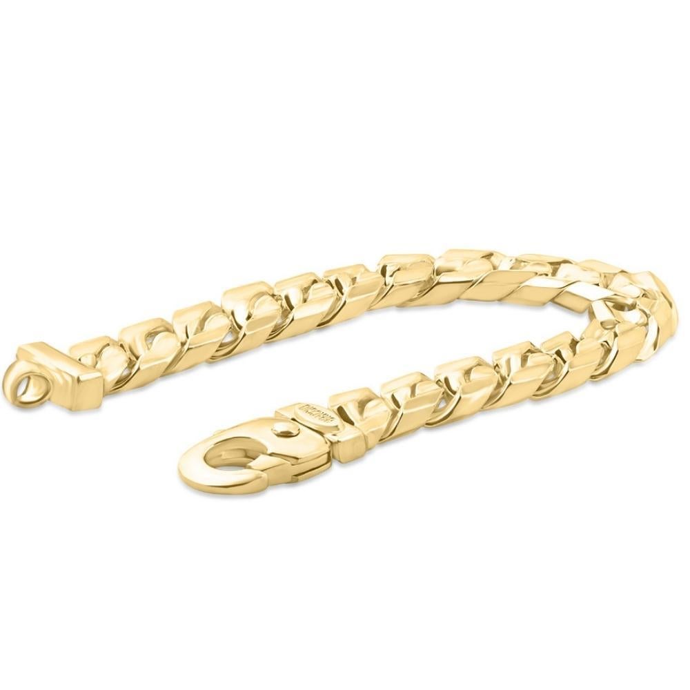 This stunning men's bracelet is made of solid 14k yellow gold.  The bracelet weighs 97 grams and measures 8.5