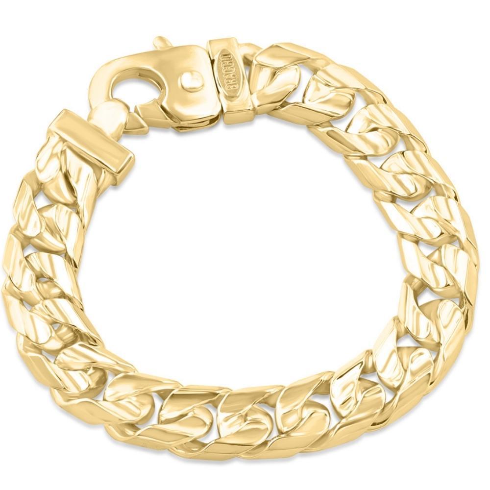 Men's 97 Gram Solid 14k Yellow Gold Cuban Link Masculine Bracelet For Sale