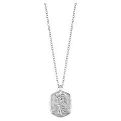 Men's 9k White Gold St. Christopher Tiny Talisman Necklace