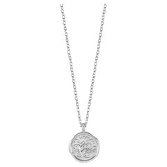 Men's 9k White Gold Tree of Life Tiny Talisman Necklace