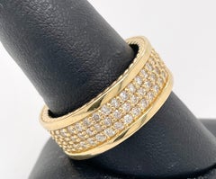 Mens Diamond Pave 18K Yellow Gold Wide Band