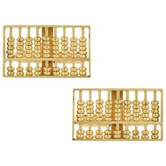 Vintage Men's Abacus Yellow Gold Cufflinks