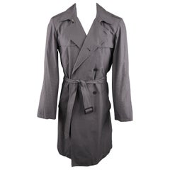 Men's AGNES B. L Dark Gray Grid Cotton Trenchcoat