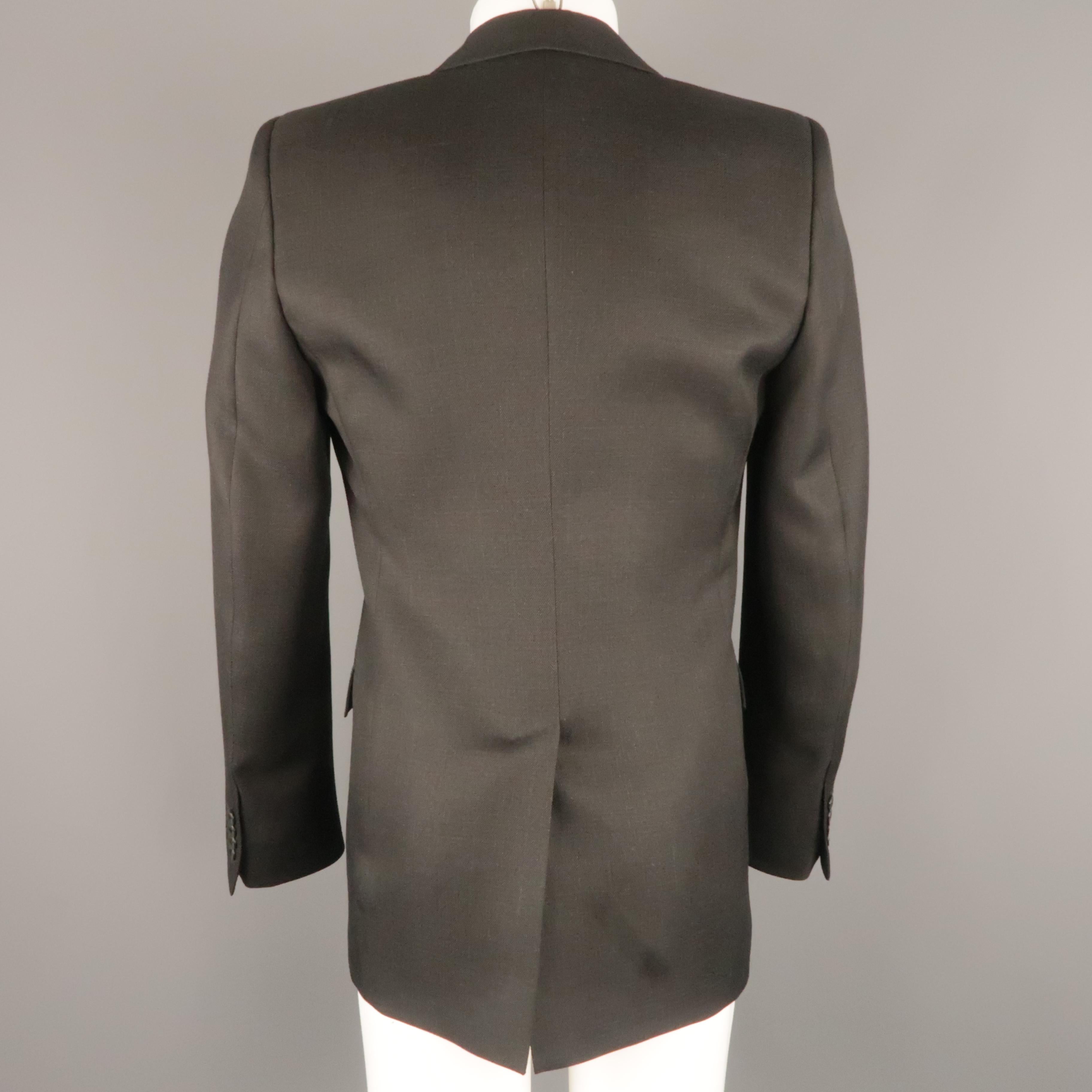 Men's ALEXANDER MCQUEEN 38 Charcoal Plaid Wool Notch Lapel Sport Coat 1