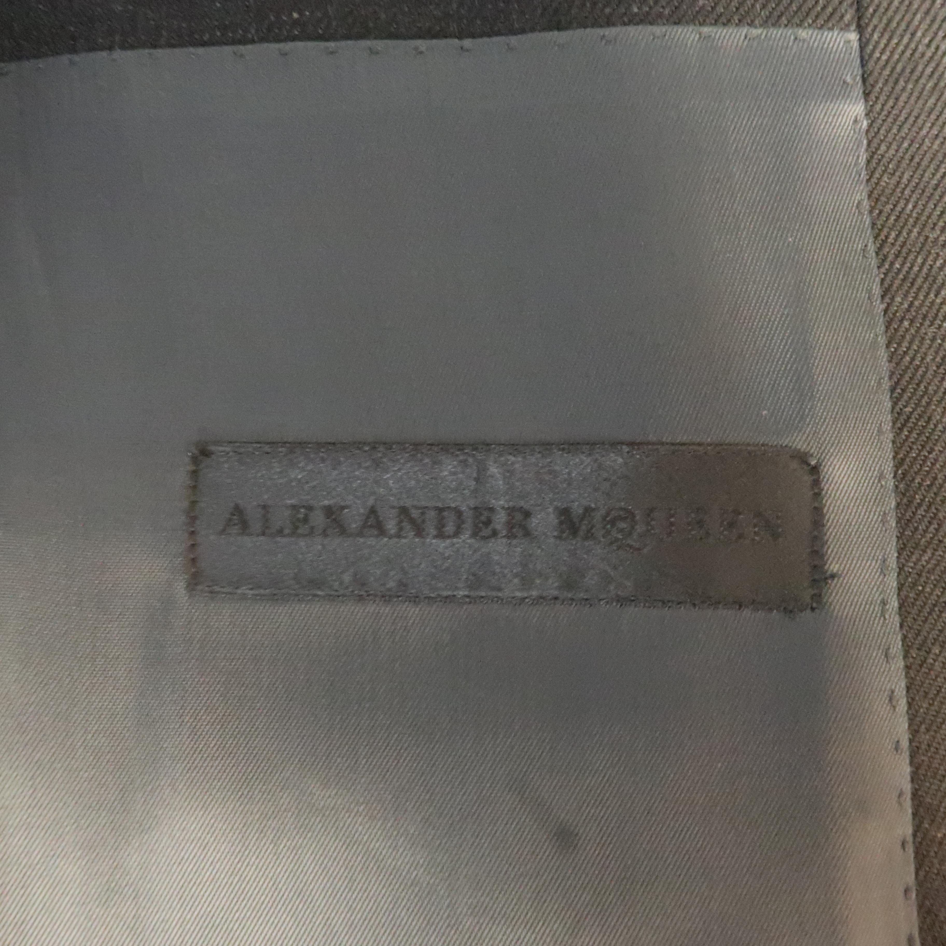 Men's ALEXANDER MCQUEEN 38 Charcoal Plaid Wool Notch Lapel Sport Coat 3
