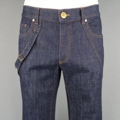Men's ALEXANDER MCQUEEN Size 36 Indigo Raw Denim Bondage Strap Jeans