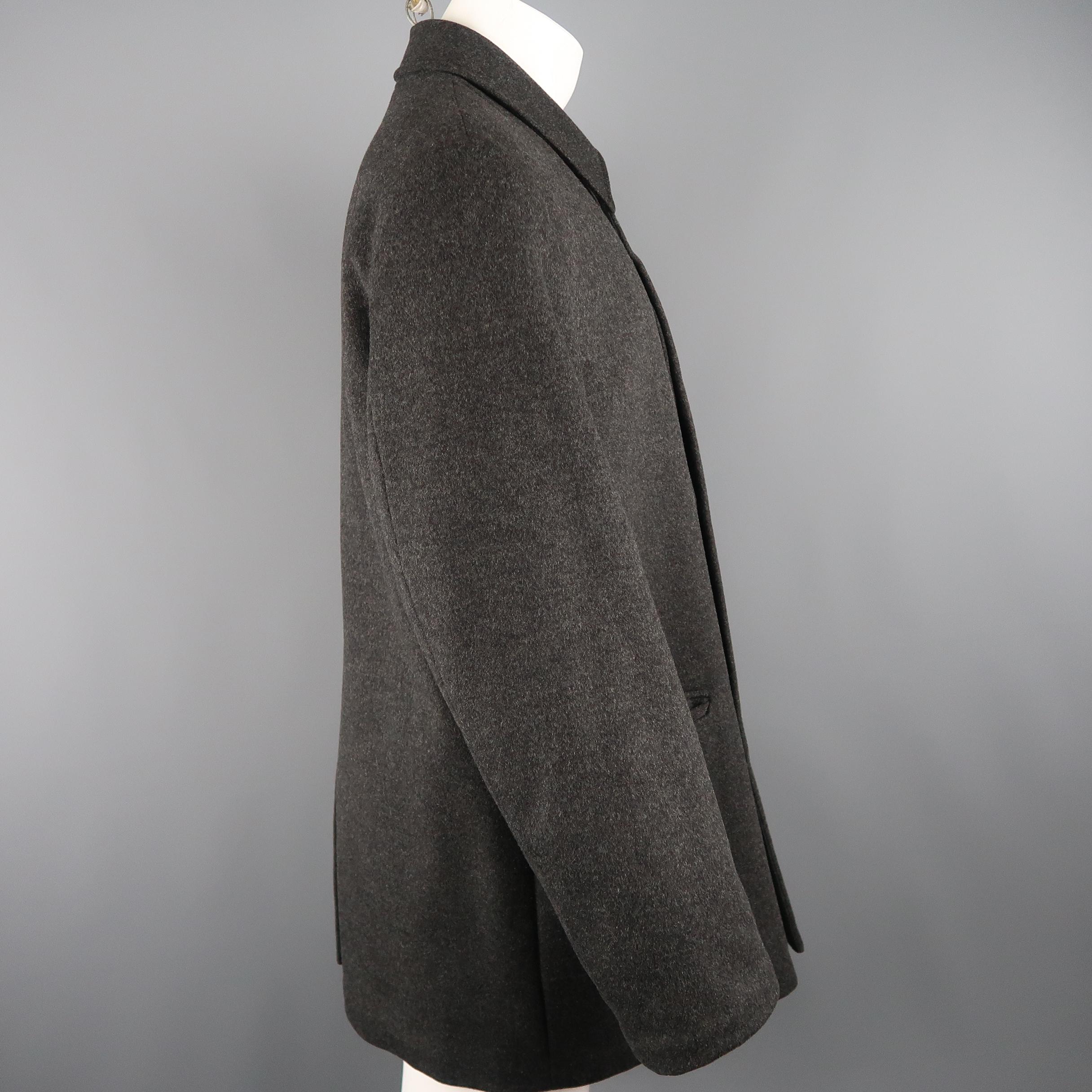 Men's ALLEGRI 38 Charcoal Heather Wool / Cashmere Car Coat In Excellent Condition In San Francisco, CA