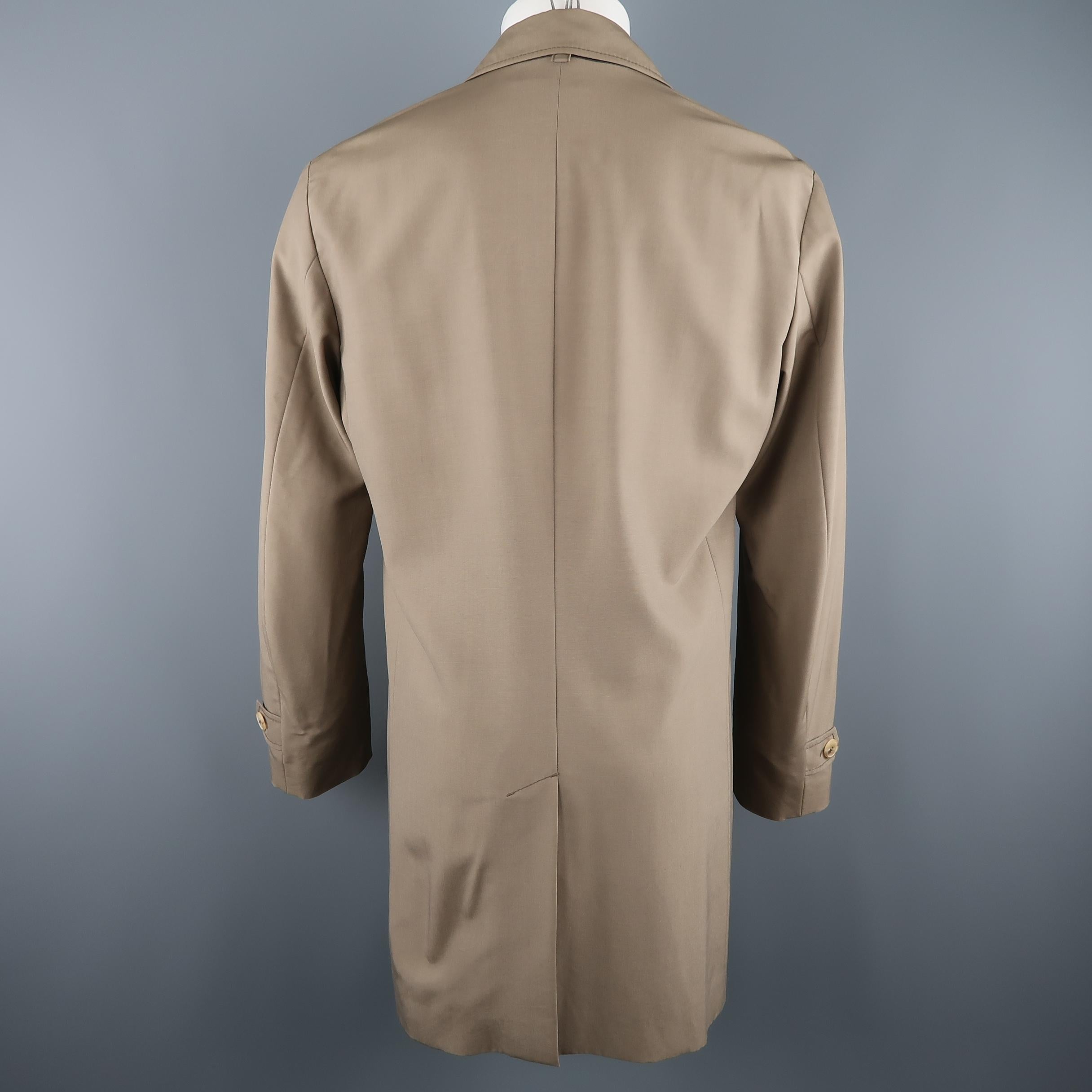 Men's ALLEGRI 40 Dark Khaki Light Weight Wool Blend Car Coat In Good Condition In San Francisco, CA