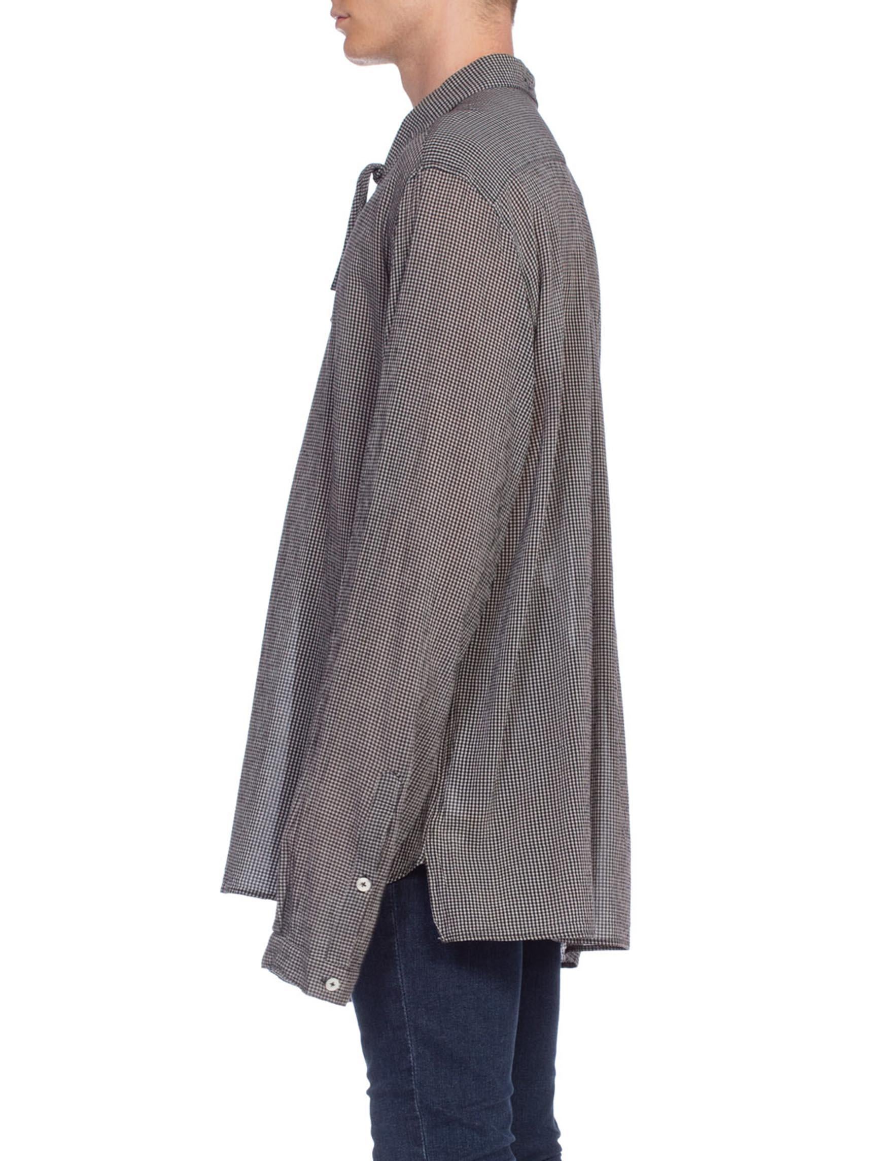 2000S ANN DEMEULEMEESTER Rayon Crepe Men's Oversized Bow Neck Shirt In Excellent Condition For Sale In New York, NY