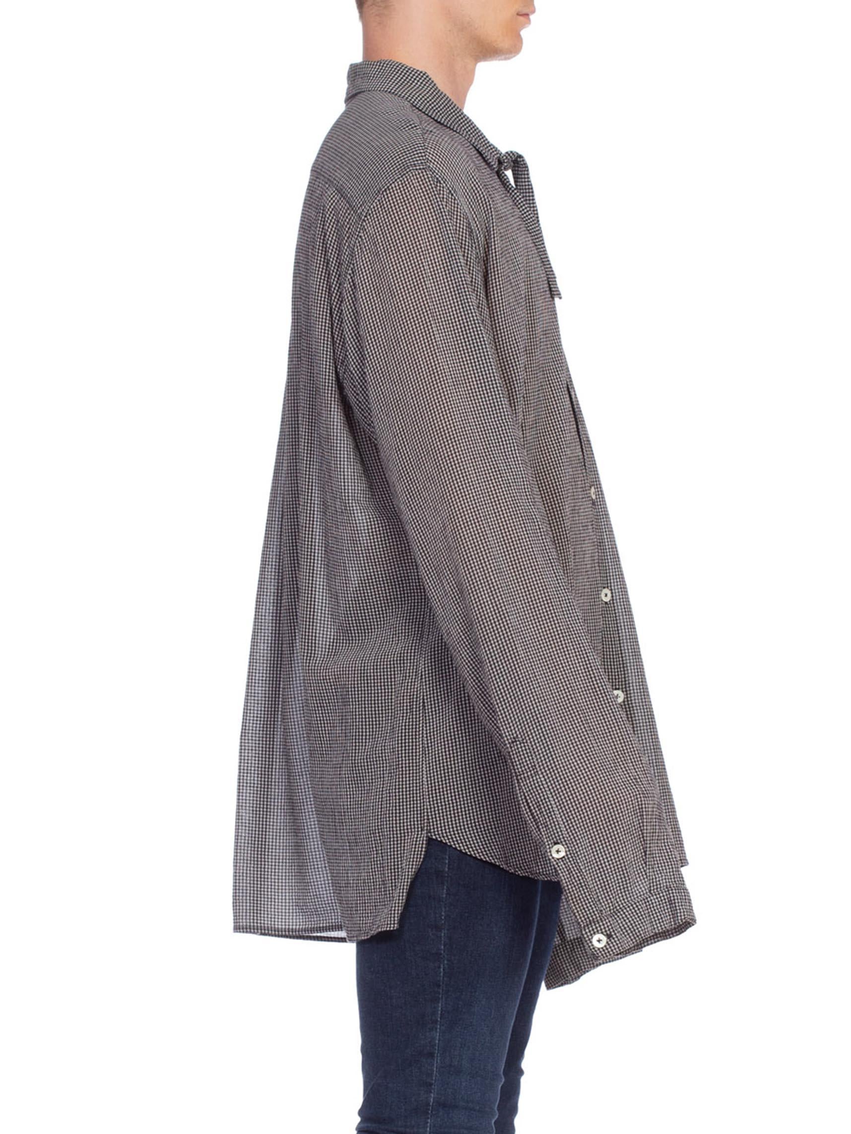 2000S ANN DEMEULEMEESTER Rayon Crepe Men's Oversized Bow Neck Shirt For Sale 1