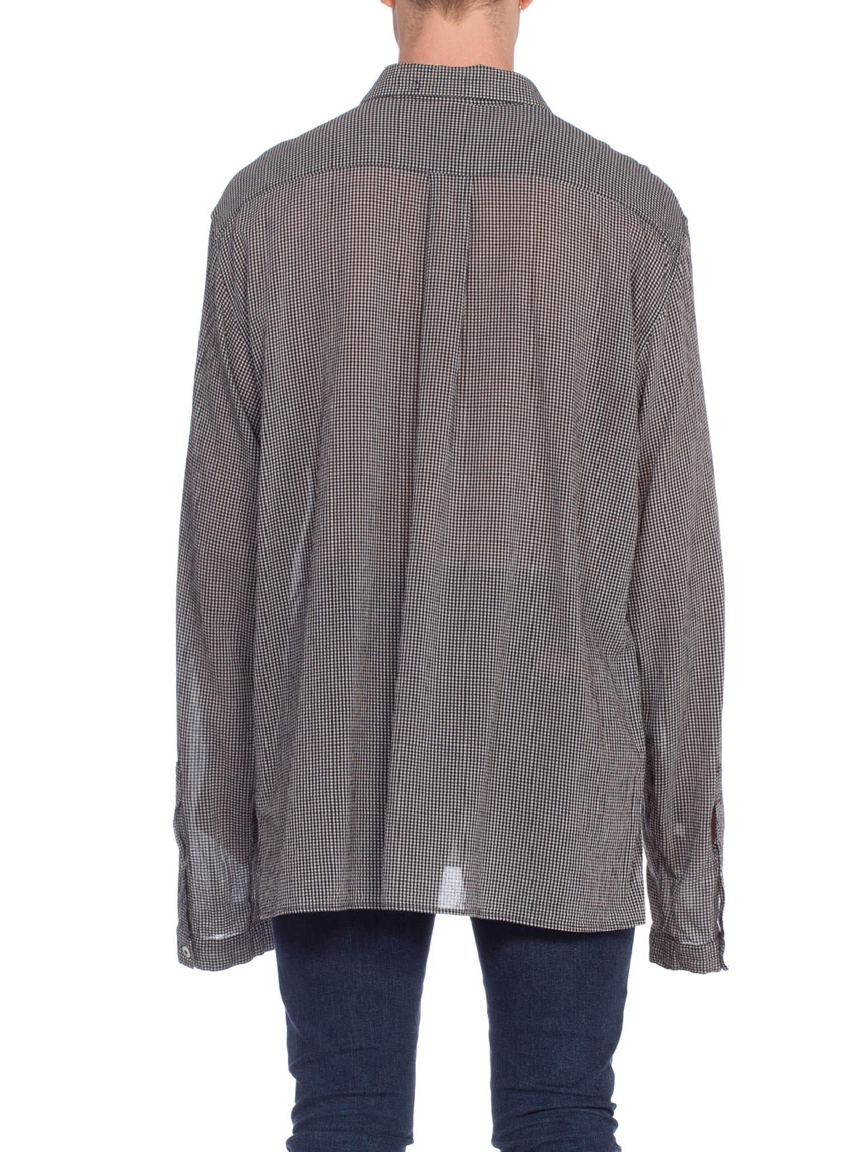 2000S ANN DEMEULEMEESTER Rayon Crepe Men's Oversized Bow Neck Shirt For Sale 3