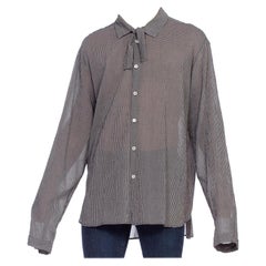 2000S ANN DEMEULEMEESTER Rayon Crepe Men's Oversized Bow Neck Shirt