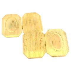 Men's Antique 14k Yellow Gold Rectangular Grooved Engravable Cufflinks