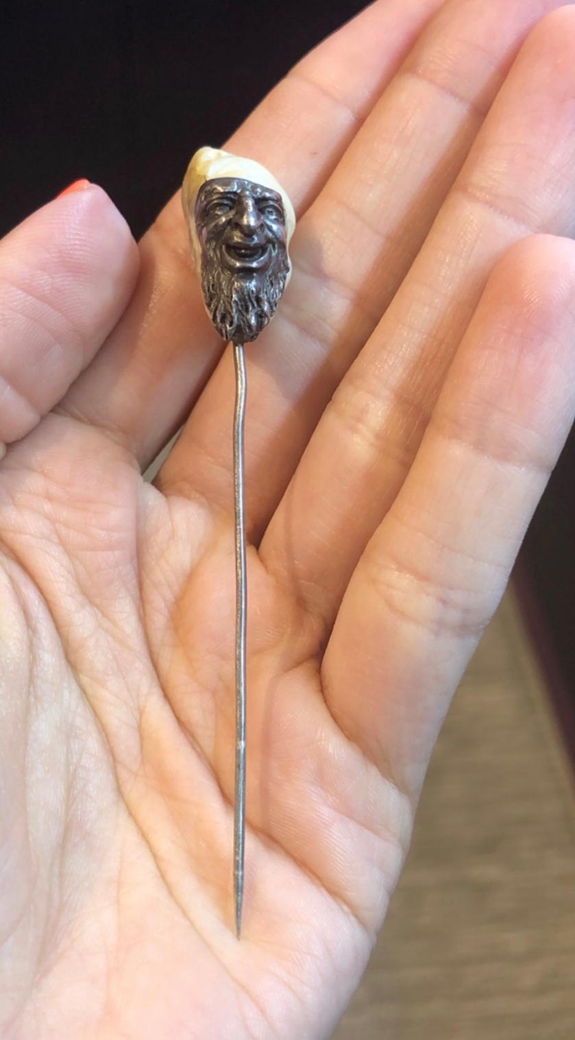 Late Victorian Men's Antique Natural Pearl Stickpin For Sale