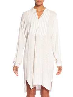 1900S White Organic Cotton Jersey Men's Antique Victorian Bib Front Shirt