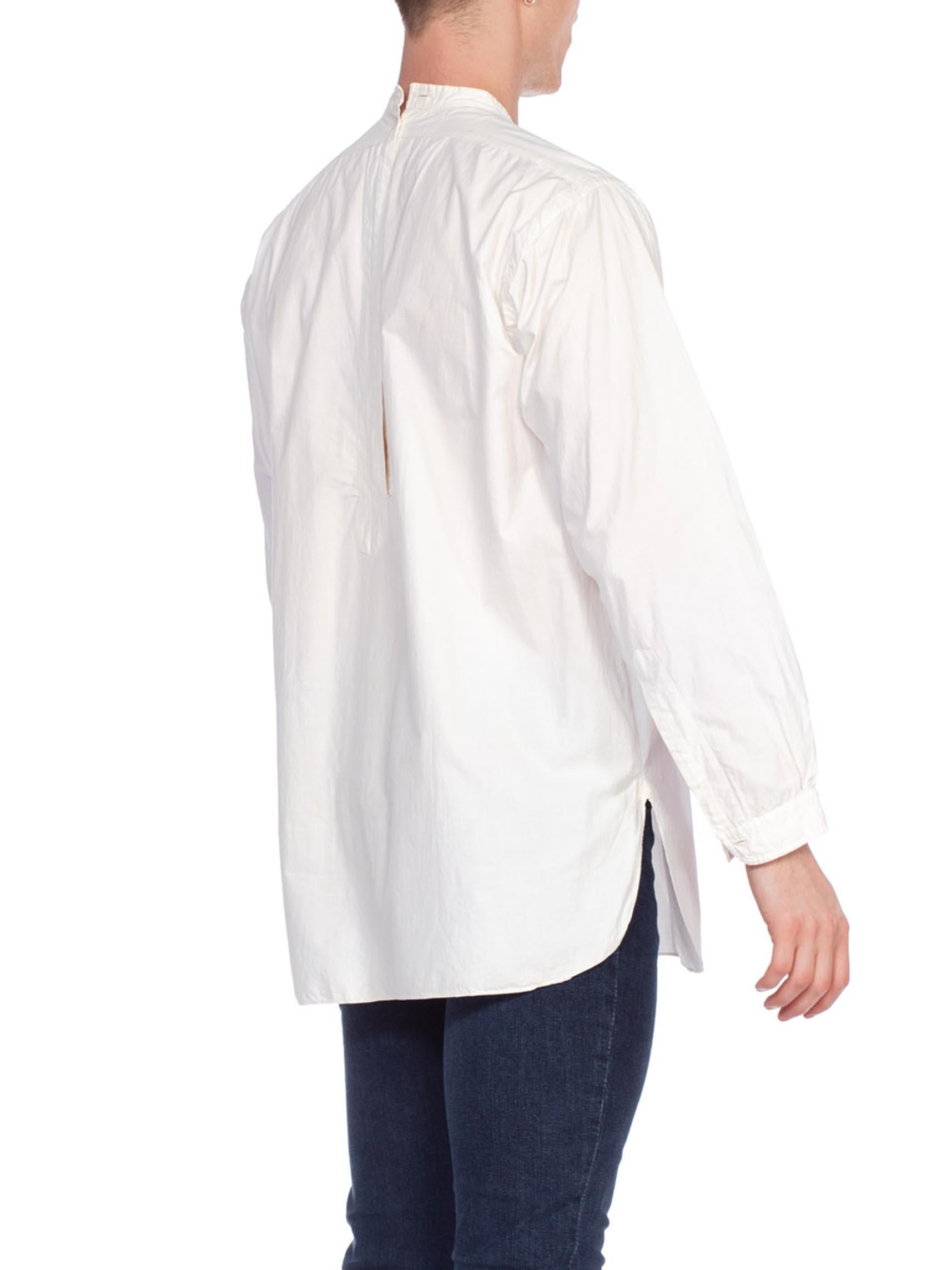 Victorian White Organic Cotton Men's Antique Bib Front Shirt Dated 1880 For Sale 1