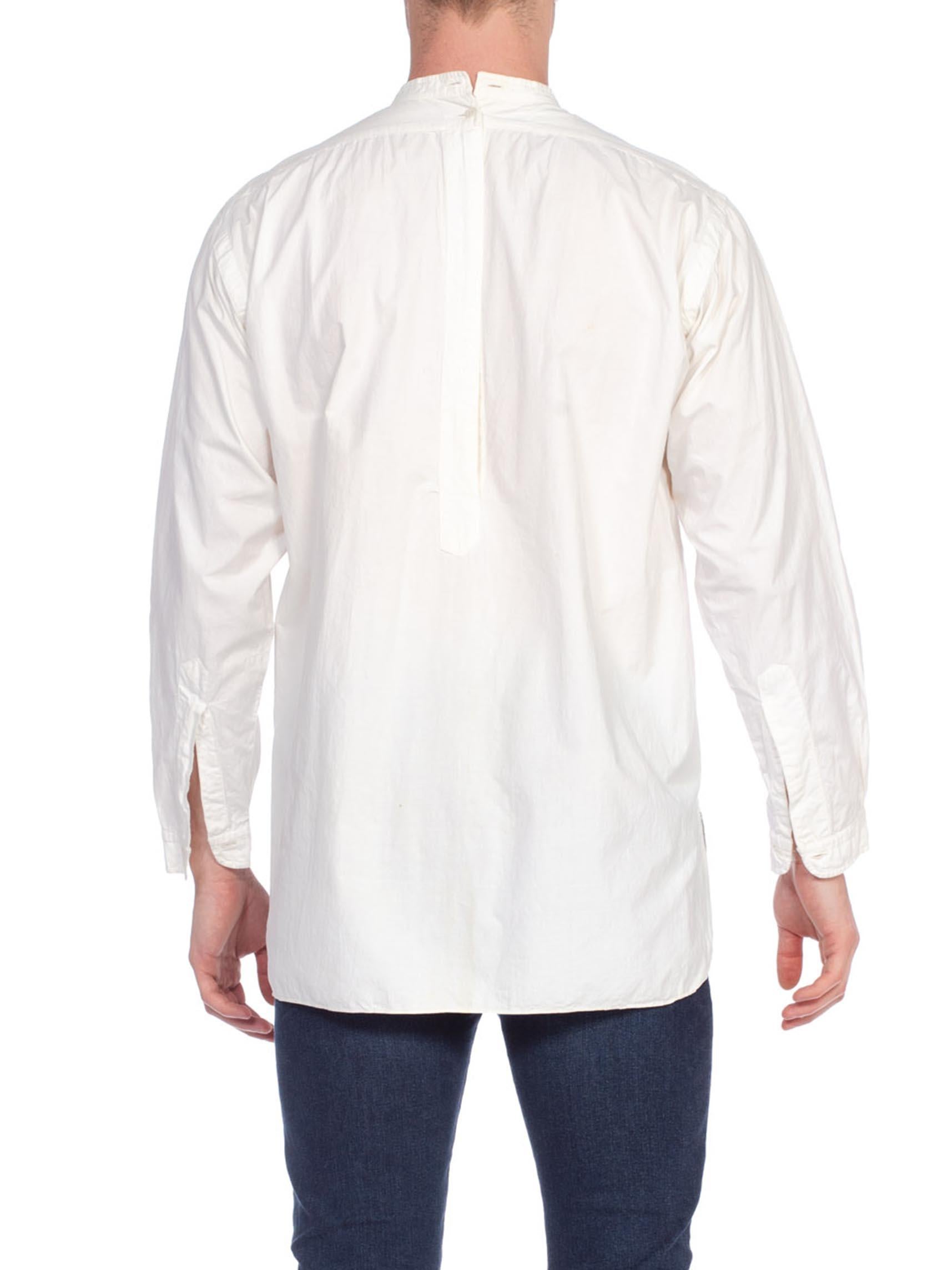 Victorian White Organic Cotton Men's Antique Bib Front Shirt Dated 1880 For Sale 3