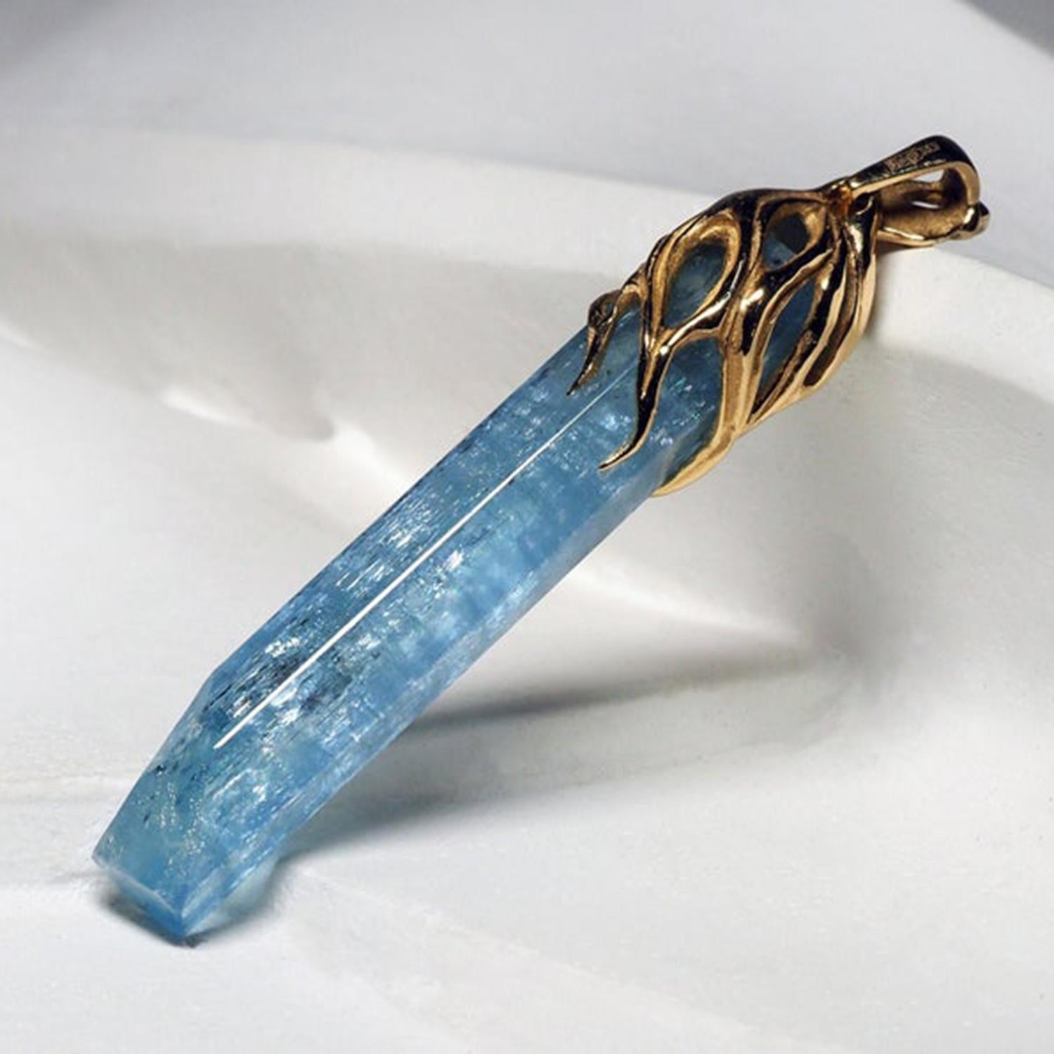 Natural Ocean Blue Aquamarine Crystal Stone Necklace Pendant - Temu Germany