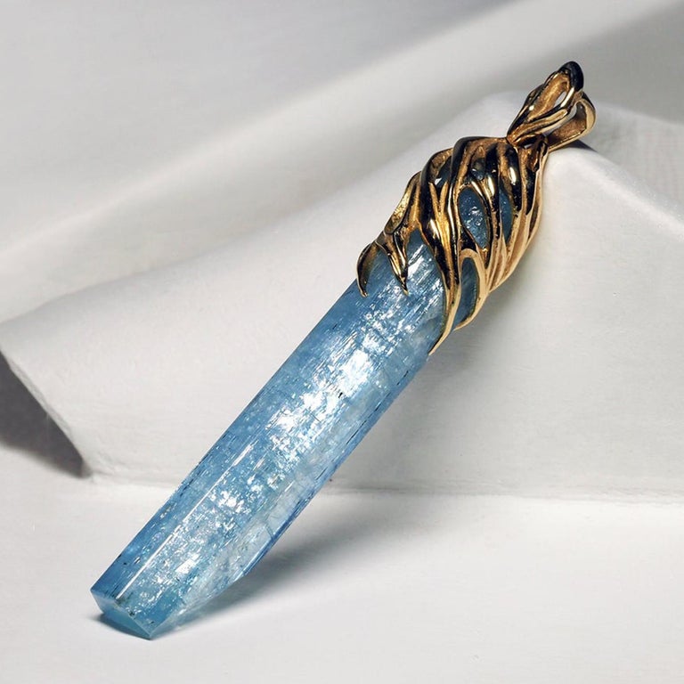 Aquamarine Gold Pendant Natural Blue Beryl Aquamarine Crystal For Sale at  1stDibs | mens aquamarine jewelry, aquamarine necklace, mens, aquamarine  necklace men's