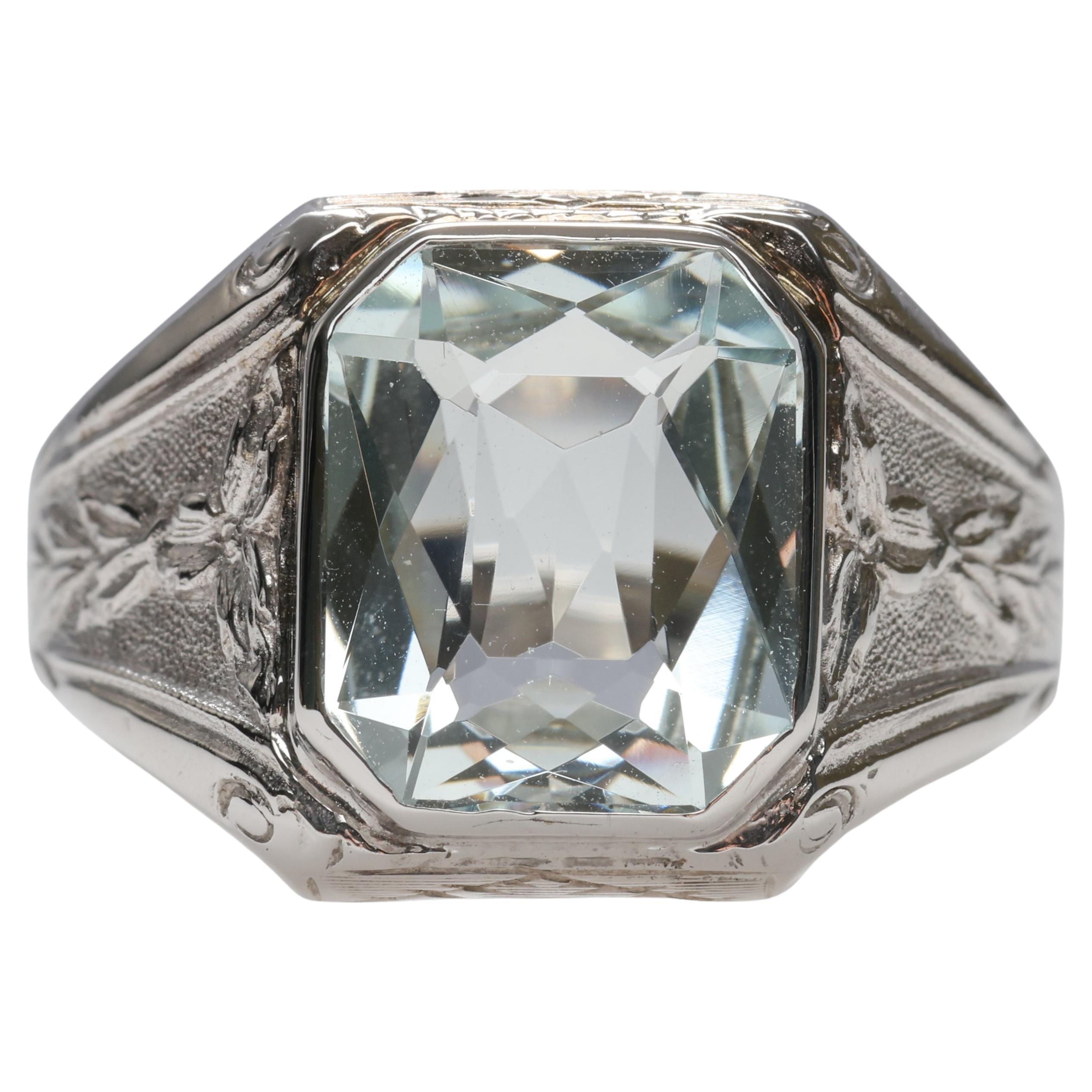Size 10.75. Art Deco Paste Ring Art Deco Men\u2019s Jewelry White Metal Paste Ring Men\u2019s Paste Ring