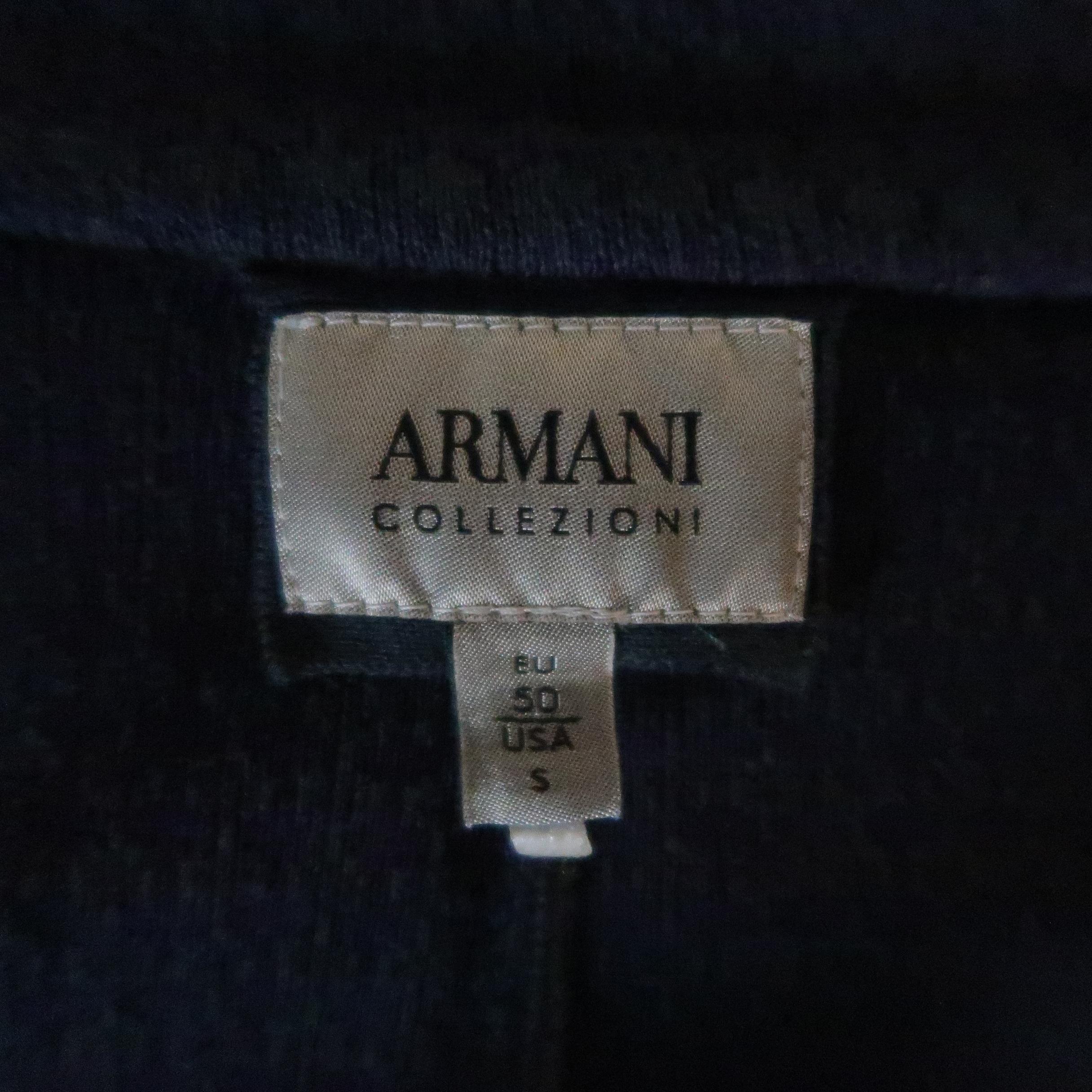Men's ARMANI COLLEZIONI 40 Navy Print Knit Band Collar Cardigan Jacket 1