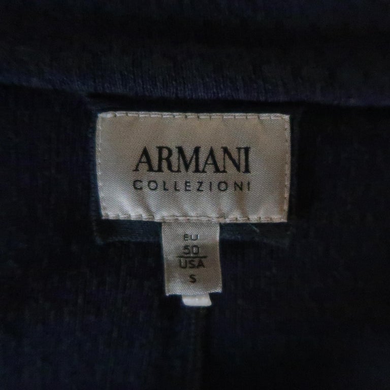 Men's ARMANI COLLEZIONI 40 Navy Print Knit Band Collar Cardigan Jacket ...