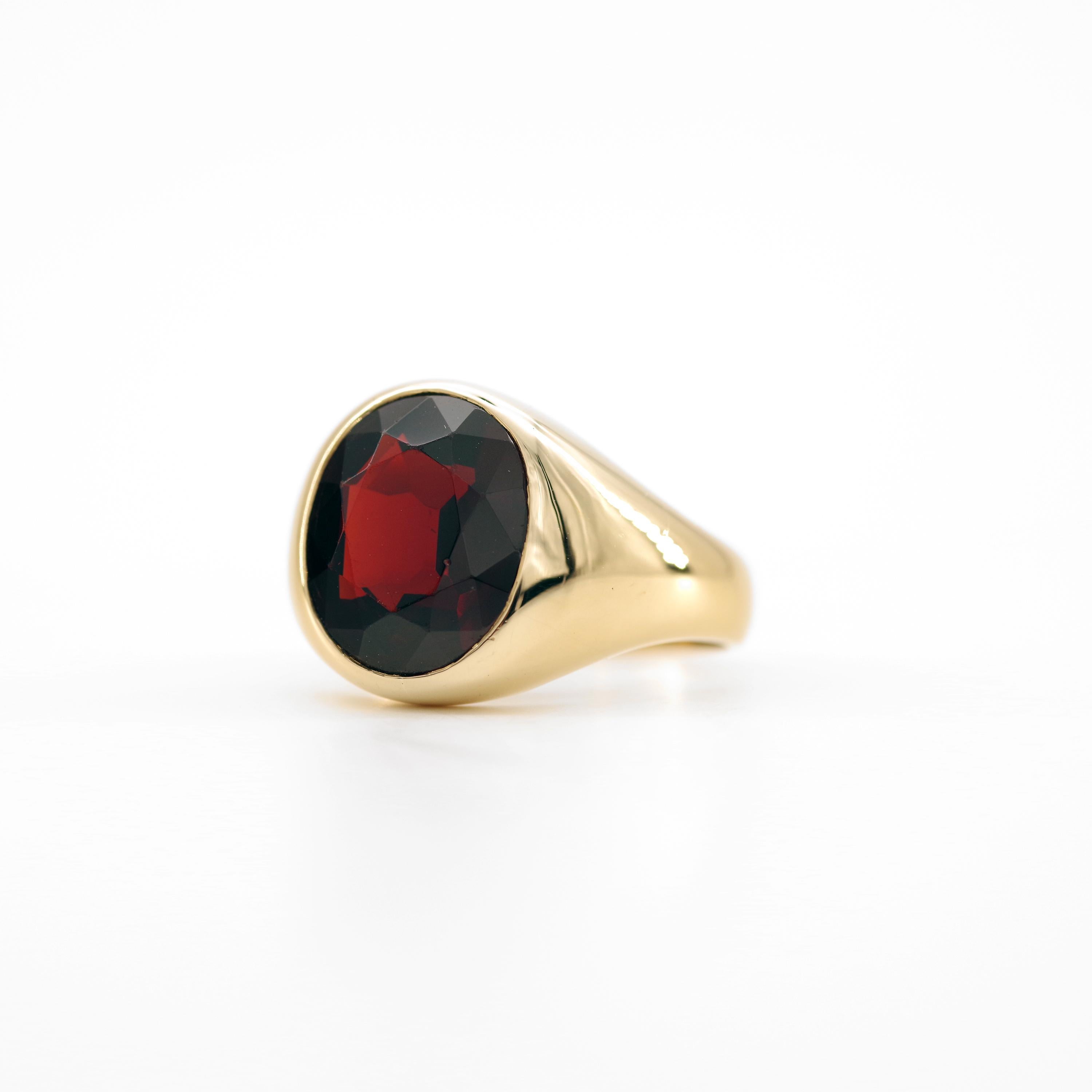 Women's or Men's Men's Art Deco Garnet Ring is a Masterpiece of Understatement