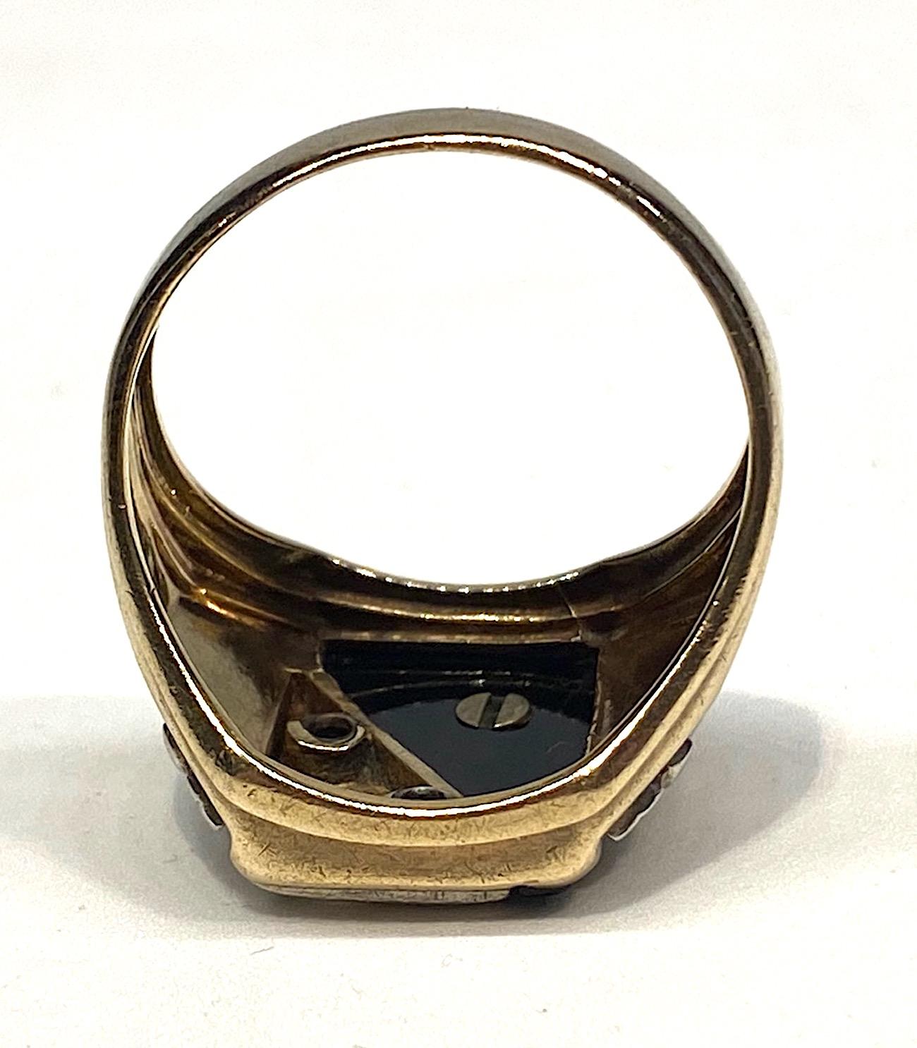 Women's or Men's Mens Art Deco Masonic Gold, Diamond and Onyx Ring