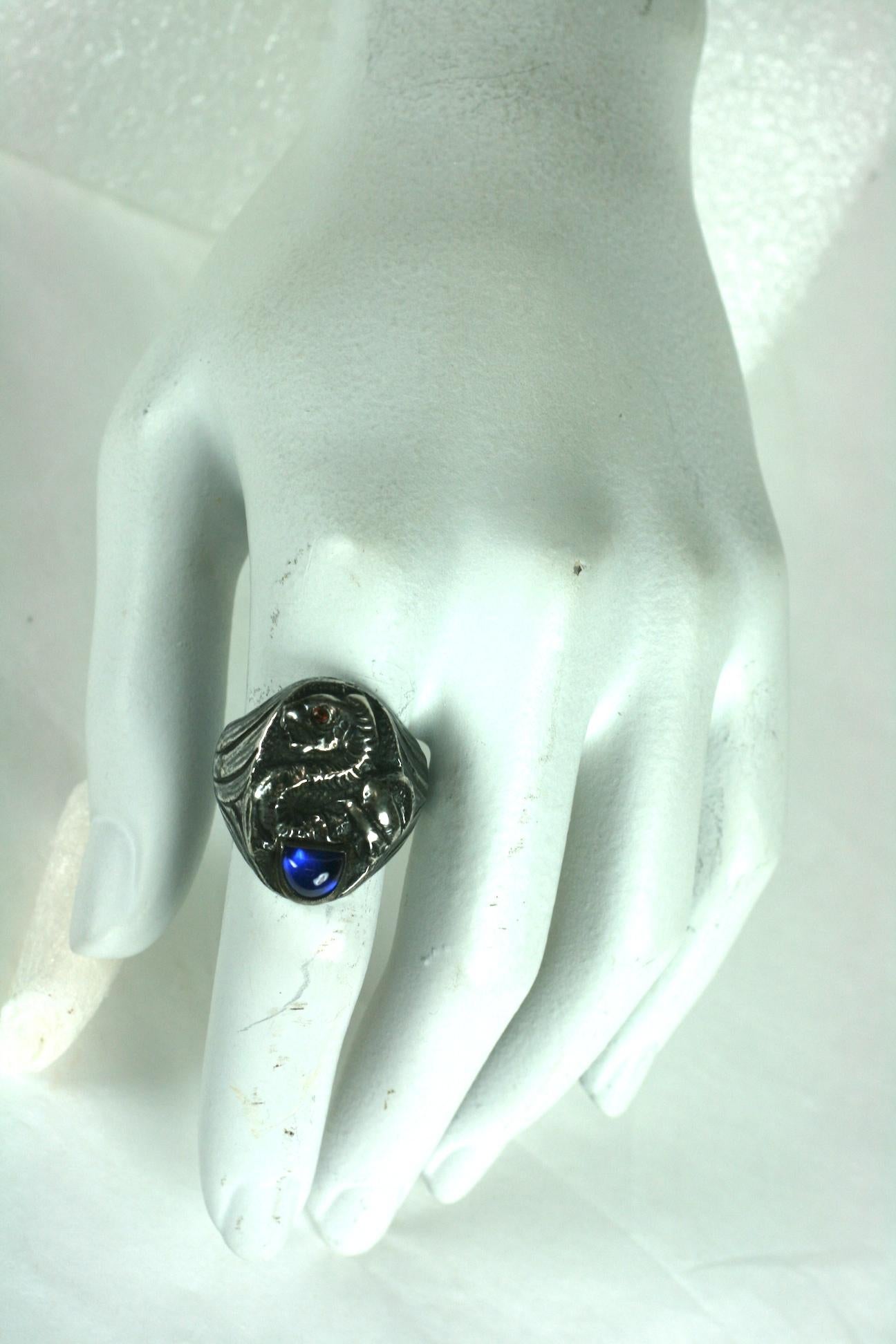 Women's or Men's Mens Art Deco Sterling Signet Snake Ring