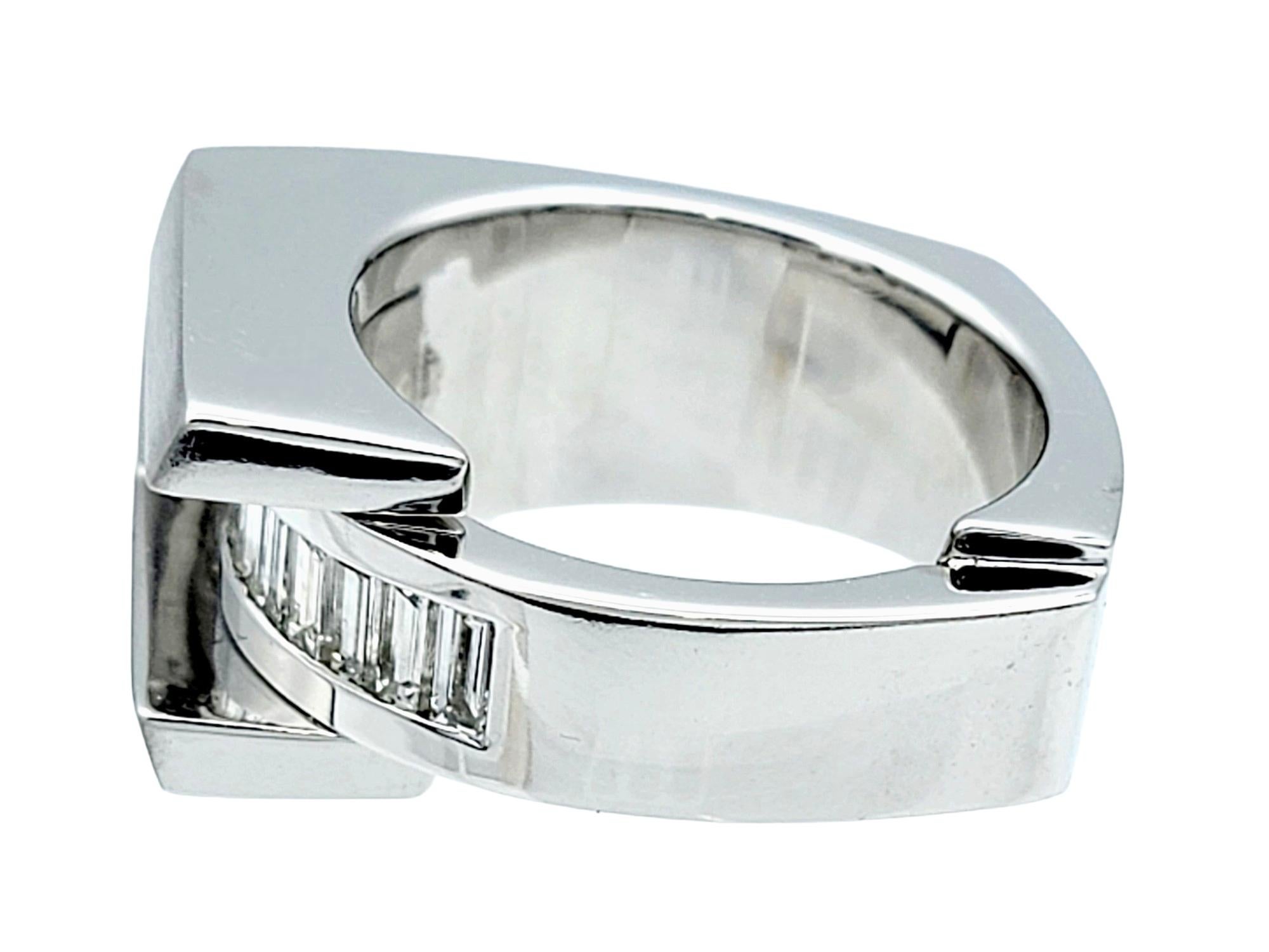 Men's Gauthier Mens Asymmetrical Baguette Diamond Band Ring in Brushed & Polished Gold