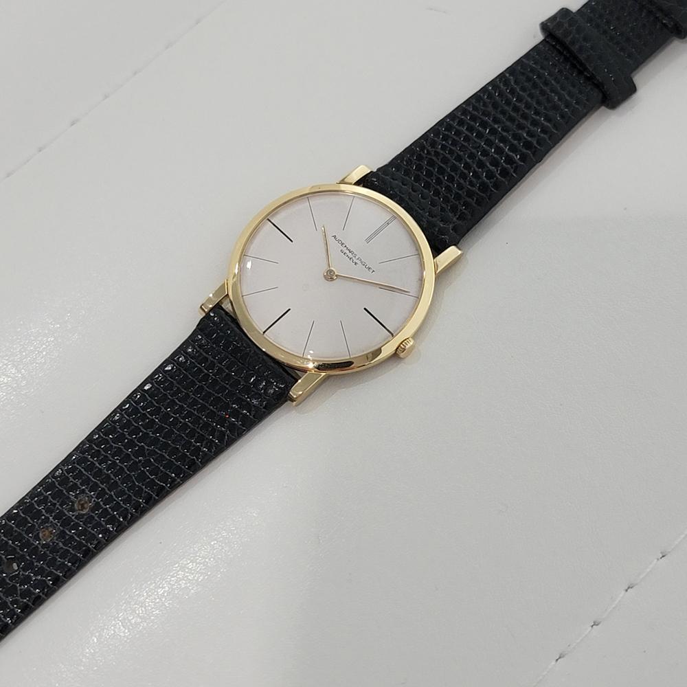 Herren Audemars Piguet Geneve 22139 32mm 18K Gold Schlanker Handaufzug 1960er Jahre RA359 4