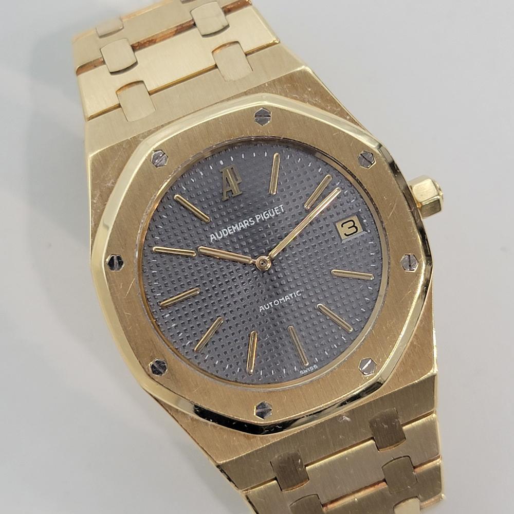 Sporty luxury, Men's solid 18k gold Audemars Piguet Royal Oak Ref.5402BA, limited to 736 units, c.1990s, with receipt and original box, in excellent, original condition. Verified authentic by a master watchmaker. Classic Audemars Piguet grey