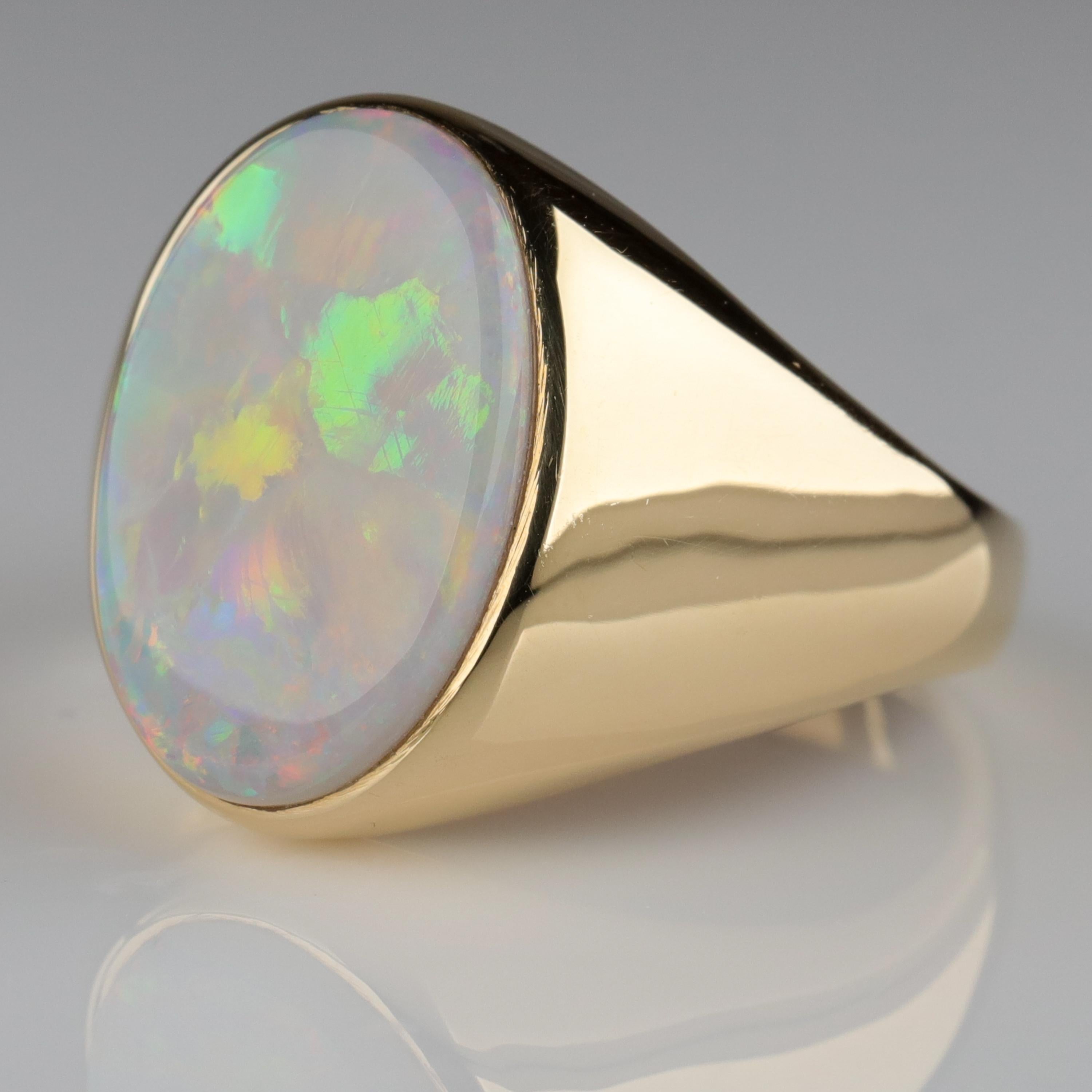 mens white opal ring