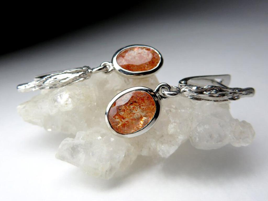 Anello da uomo in argento con pietra solare avventurina, fiore arancione, stile vintage autentico in vendita 4