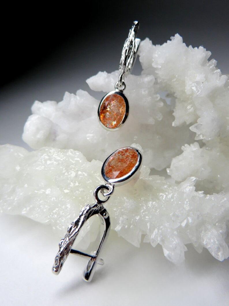 Anello da uomo in argento con pietra solare avventurina, fiore arancione, stile vintage autentico in vendita 1