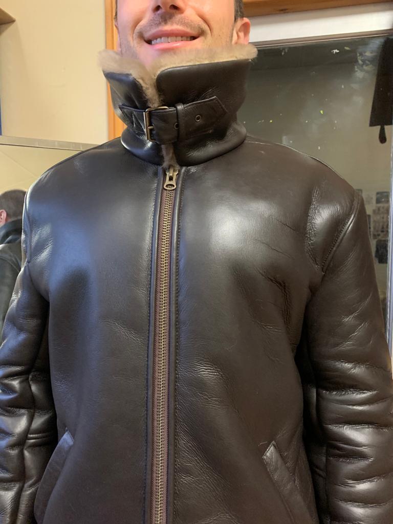 Men's Mens Aviator Shearling Jacket in Brown - Size 40 UK For Sale