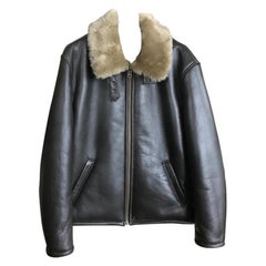 Veste d'aviateur en peau de mouton marron pour hommes - Taille 40 UK