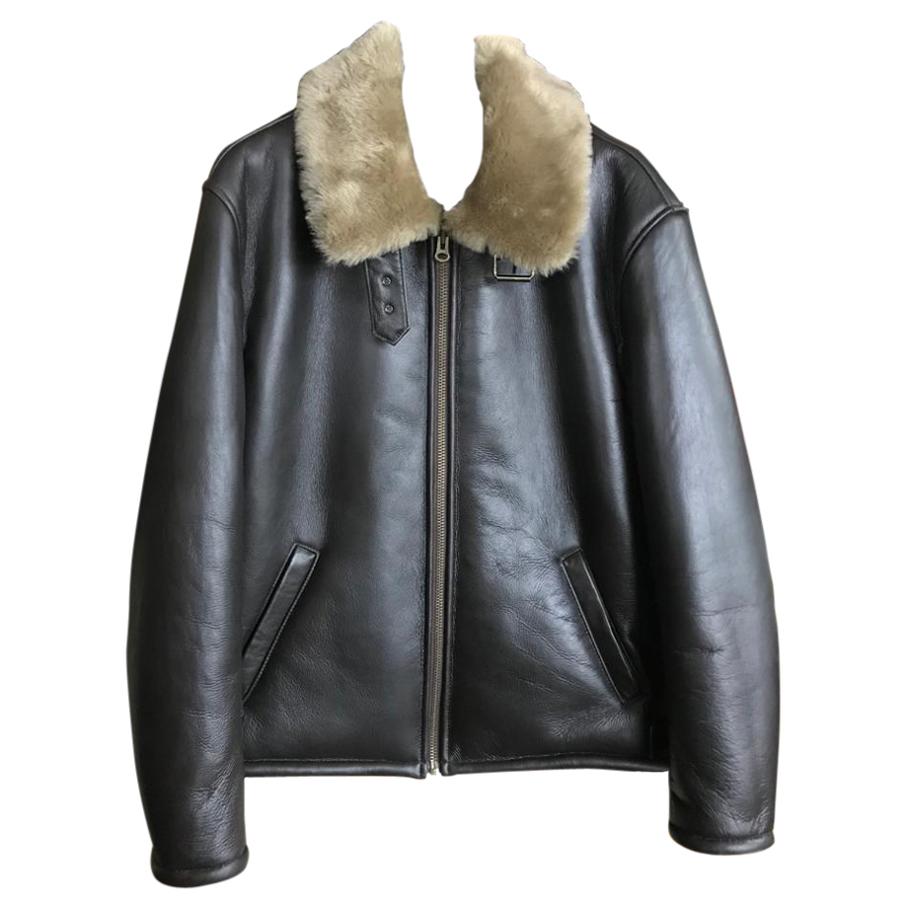 Mens Aviator Shearling Jacket in Brown - Size 40 UK For Sale