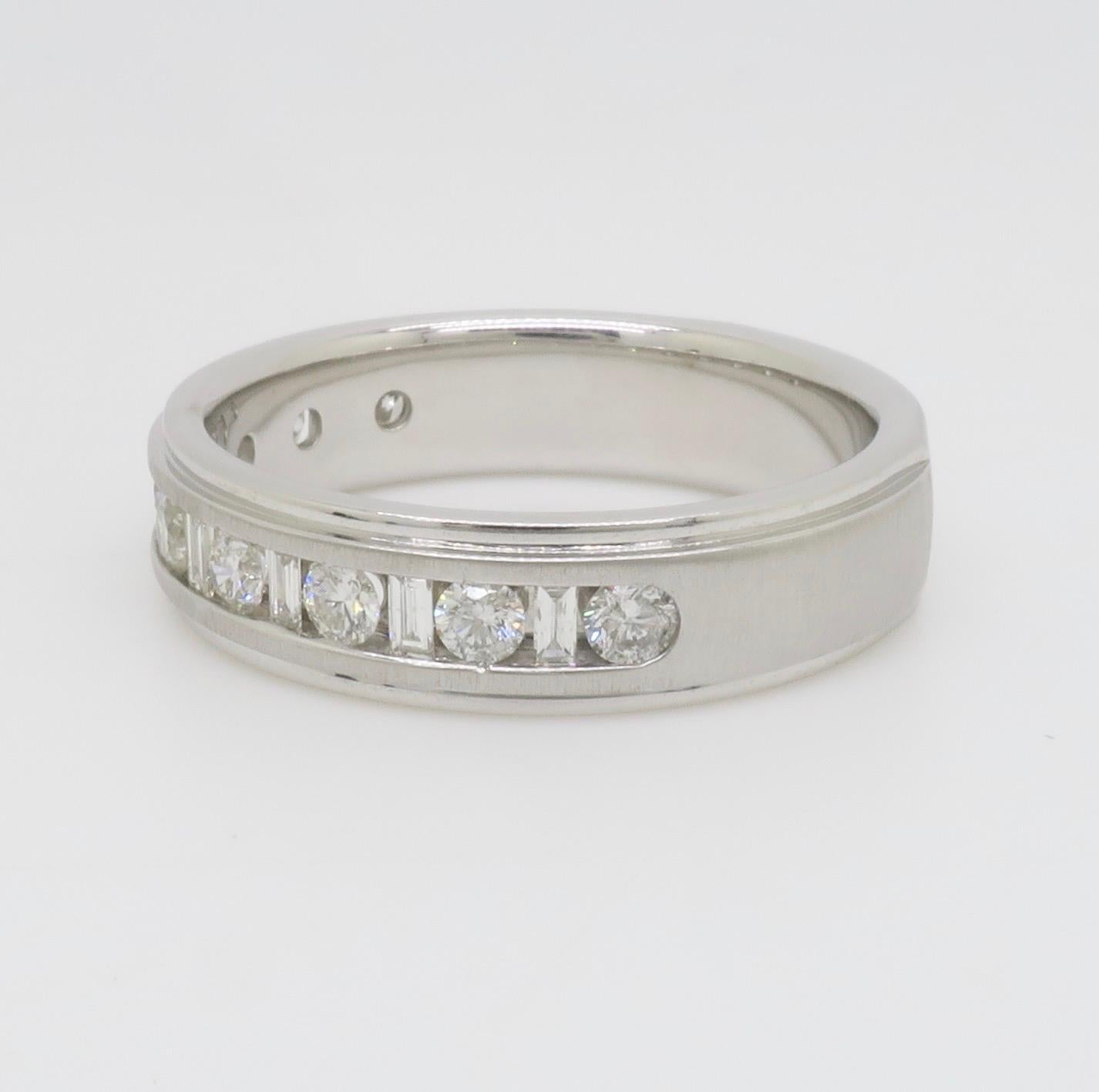 Men's Baguette & Round Diamond Band For Sale 6