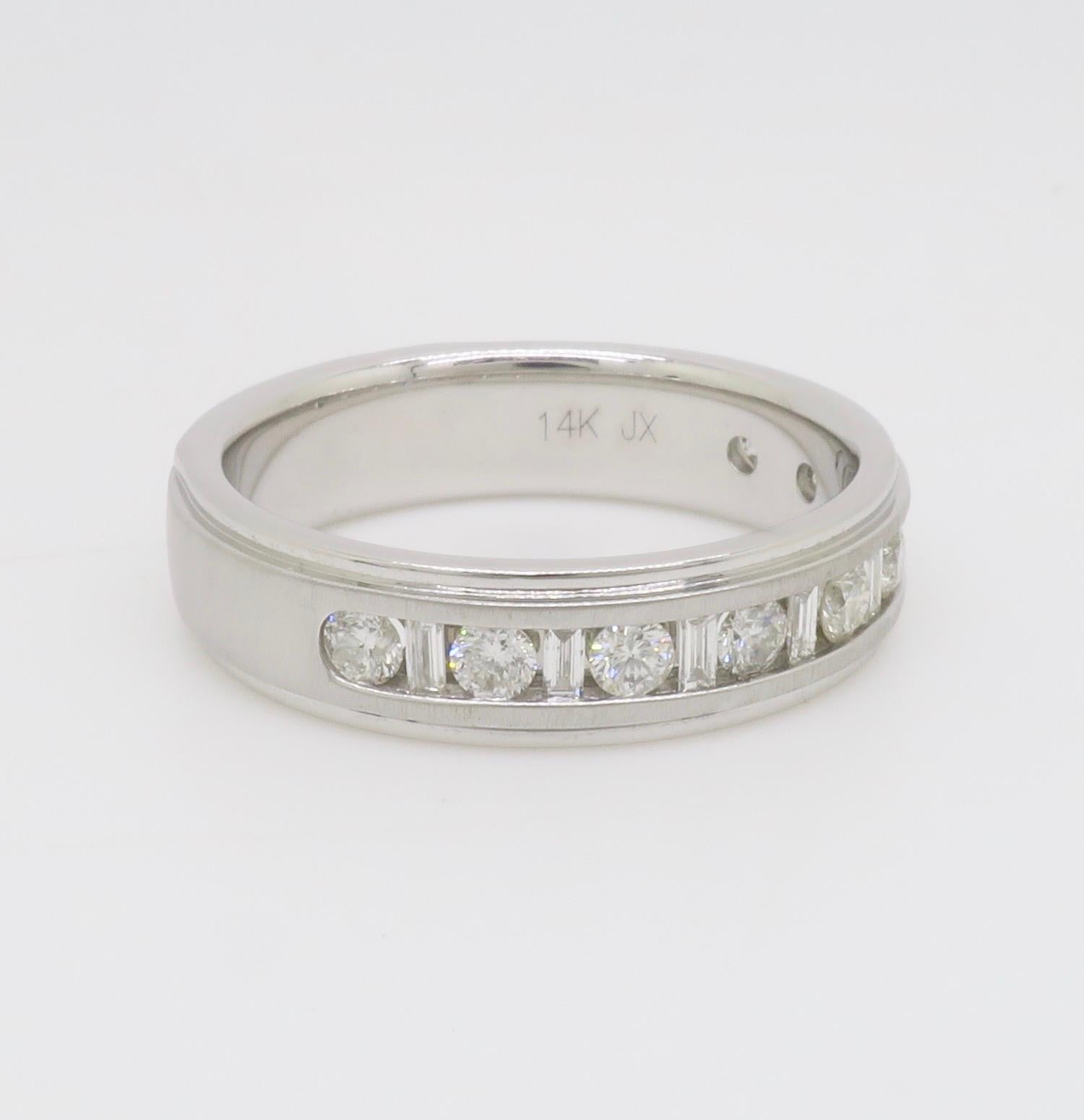 Men's Baguette & Round Diamond Band For Sale 10