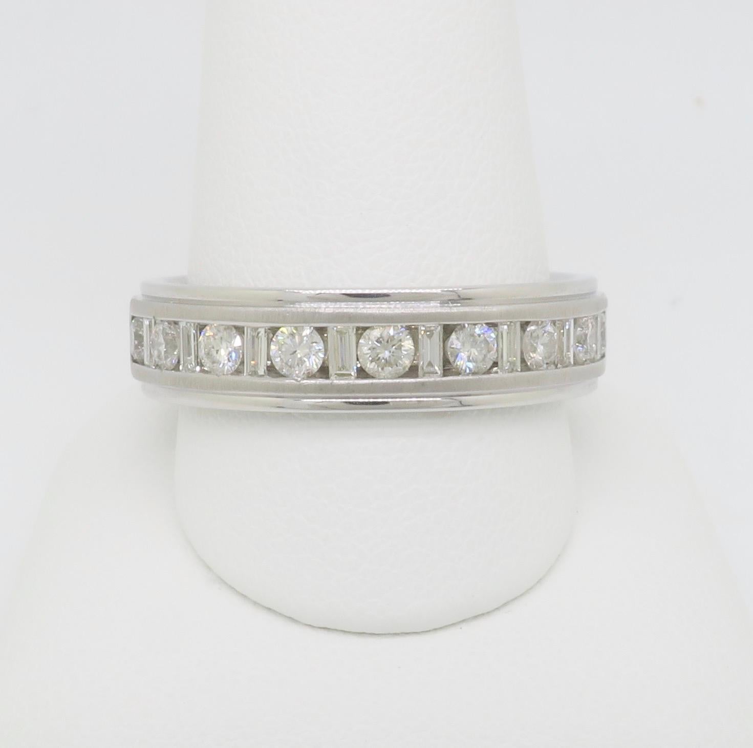 Round Cut Men's Baguette & Round Diamond Band For Sale