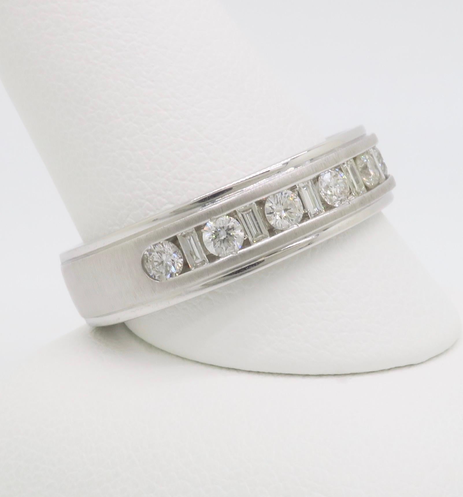 Men's Baguette & Round Diamond Band For Sale 1